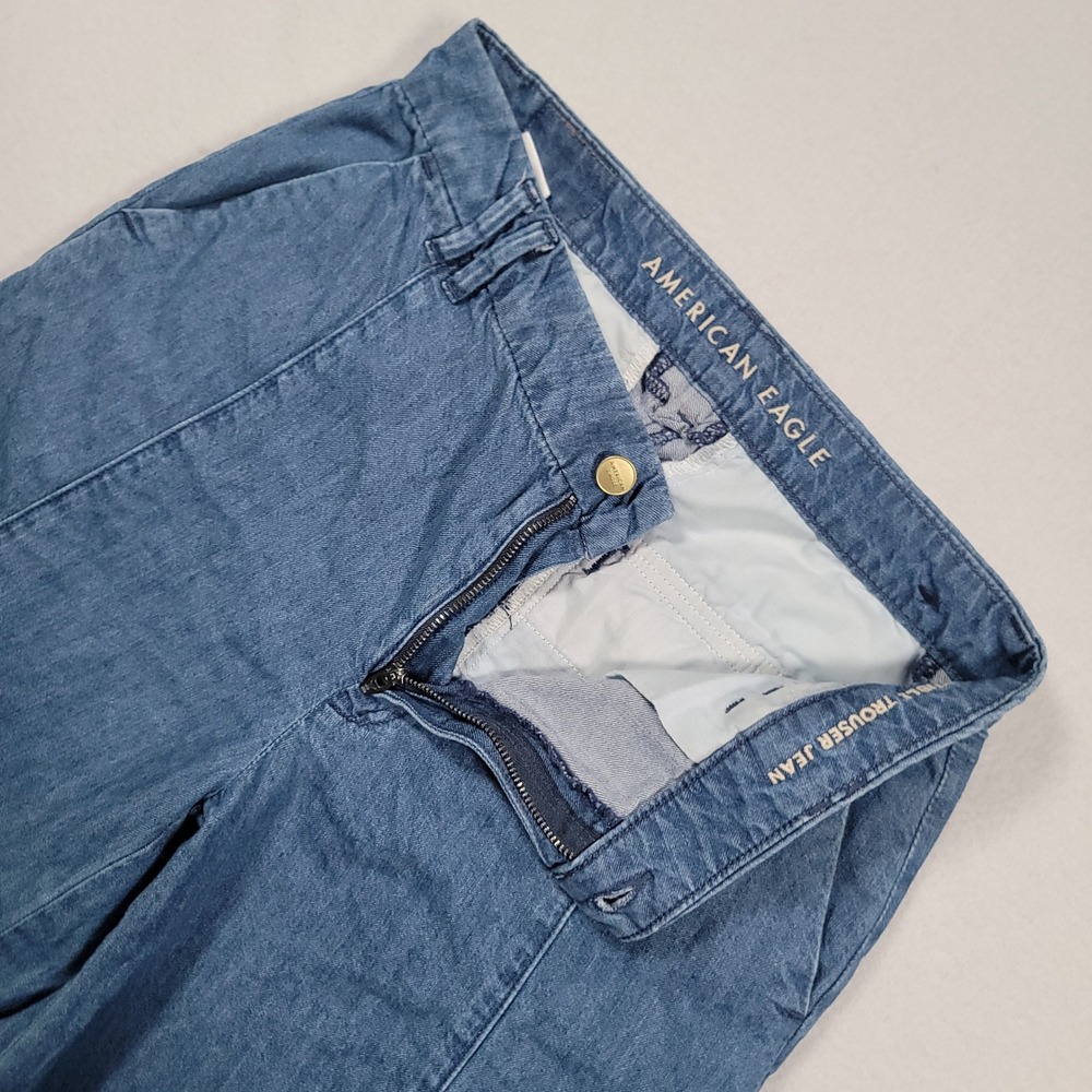 American Eagle Convertible Trouser Jean Womens 2 Blue Wide Leg Lyocell Denim